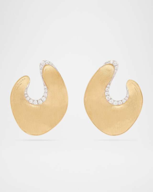 18K Gold U Shape Earrings with Diamonds